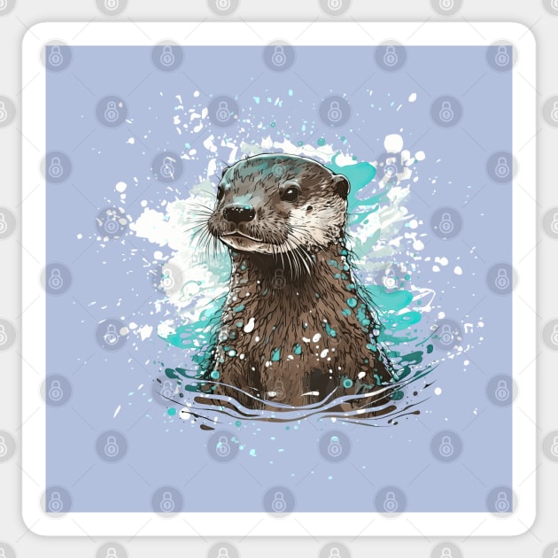 Watercolor Sea Otter Sticker by HolidayBug